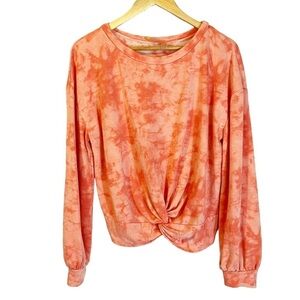 Zella Coral Tie Dye Twist Front Pullover Sweatshirt